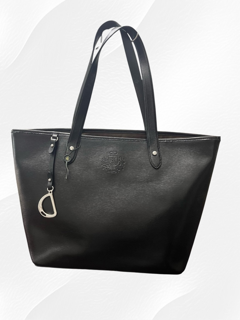 Lauren Ralph Lauren Black Leather Sloan Shopper Tote… New Without Tags…MSRP $198